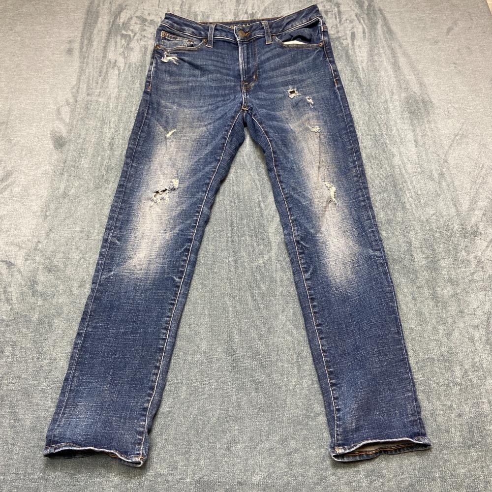 American Eagle Outfitters Jeans Mens 30x30 Blue Cotton Straight Leg Distressed